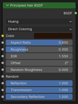Principled Hair BSDF node under Melanin concentration.