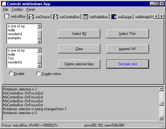 wxWindows controls (on windows platform)