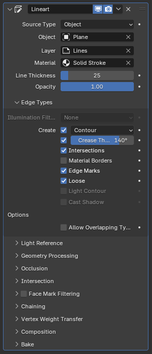 det tvivler jeg på Sæson glide Line Art Modifier — Blender Manual