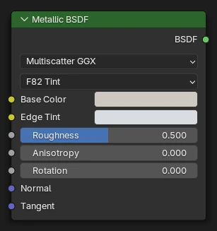 Metallic BSDF node.