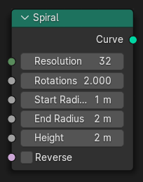 Curve Spiral(カーブスパイラル)ノード。