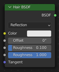 Нода :abbr:`BSDF волос (Hair BSDF)`.