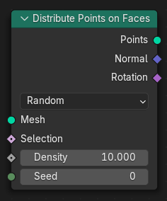 Нода ":abbr:`Распределить точки на гранях (Distribute Points on Faces)`".