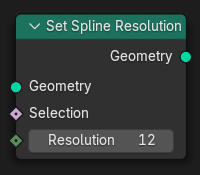 Нода ":abbr:`Установить разрешение сплайна (Set Spline Resolution)`".