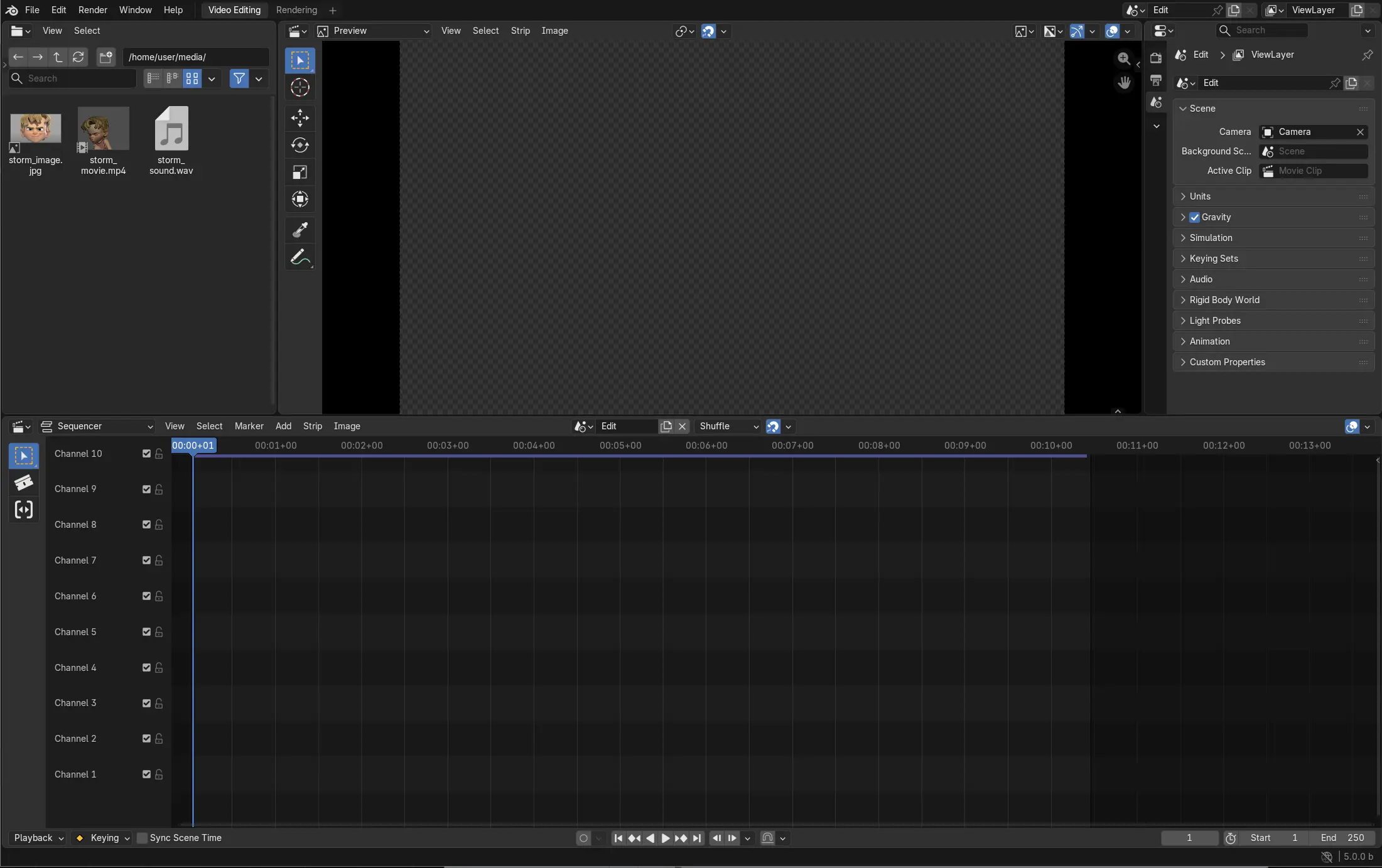 Шаблон приложения ":abbr:`Video Editing (Редактирование видео)`" по умолчанию.